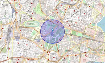 Location Map of Dr Ambedkar Veedhi, Bangalore
