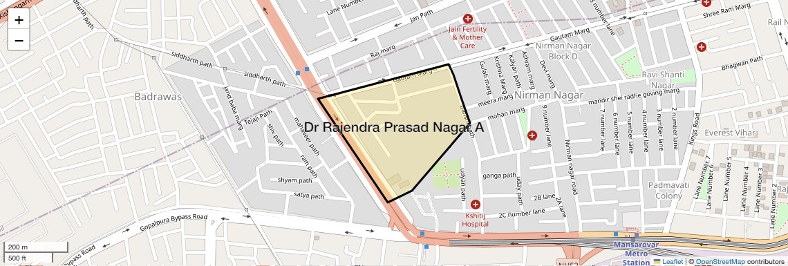 Location Map of Dr Rajendra Prasad Nagar A, Jaipur