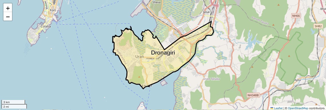 Location Map of Dronagiri, Navi Mumbai