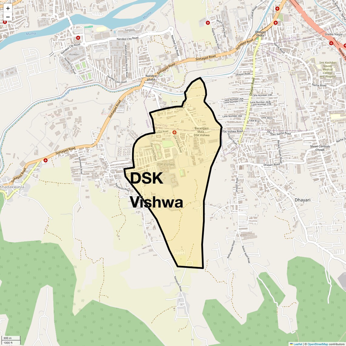 Location Map of Dsk Vishwa, Pune
