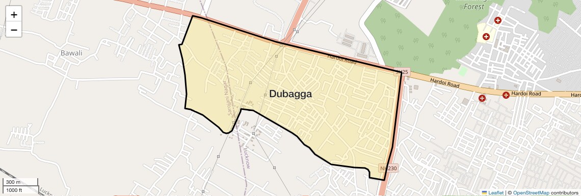Location Map of Dubagga, Lucknow