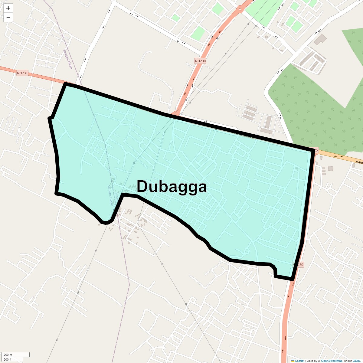 Location Map of Dubagga, Lucknow
