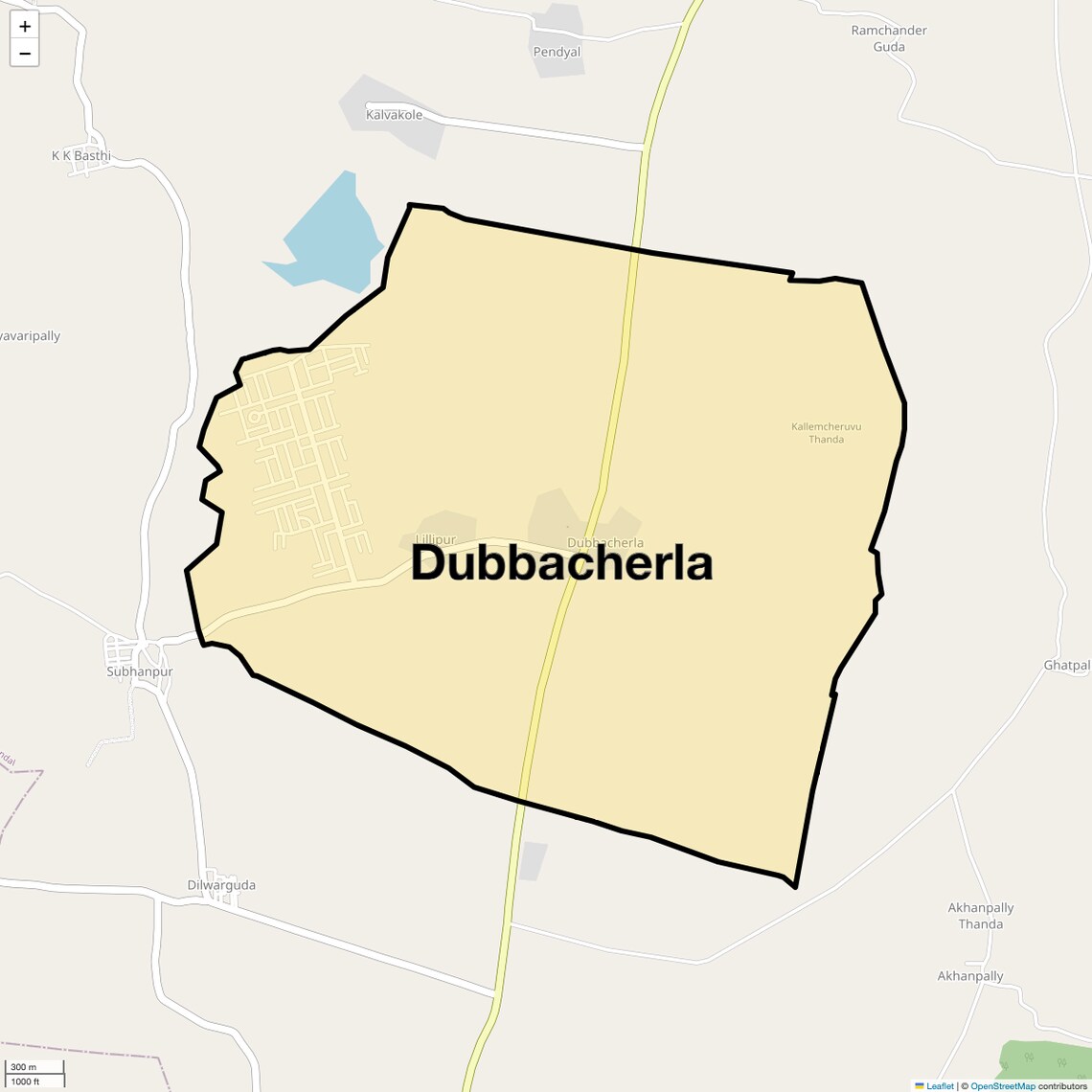Location Map of Dubbacherla, Hyderabad
