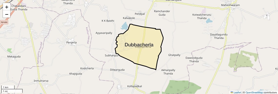 Location Map of Dubbacherla, Hyderabad
