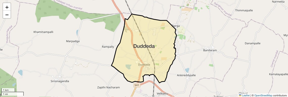 Location Map of Duddeda, Siddipet