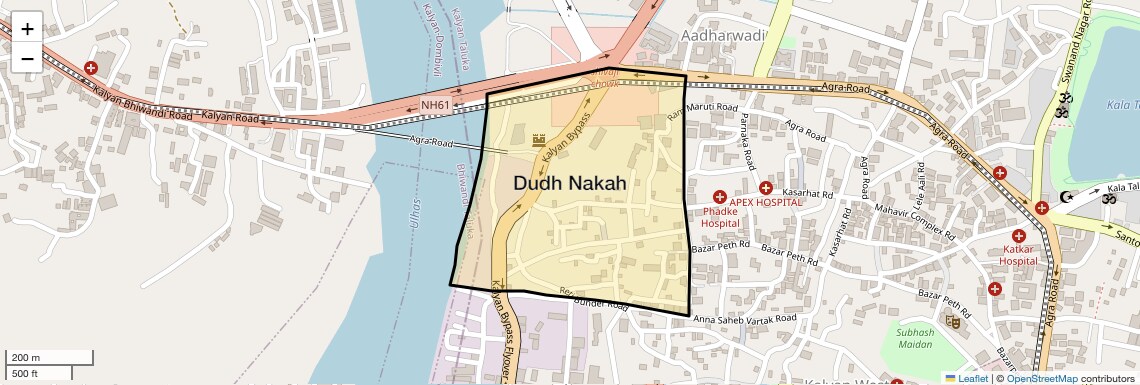 Location Map of Dudh Nakah, Thane