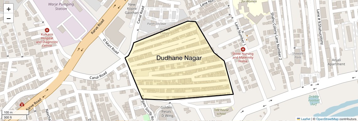 Location Map of Dudhane Nagar, Pune