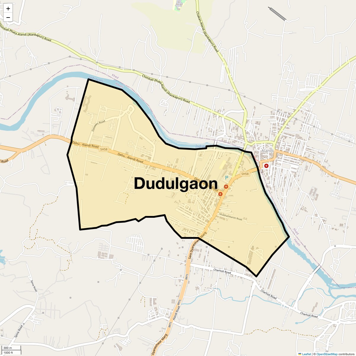 Location Map of Dudulgaon, Pune