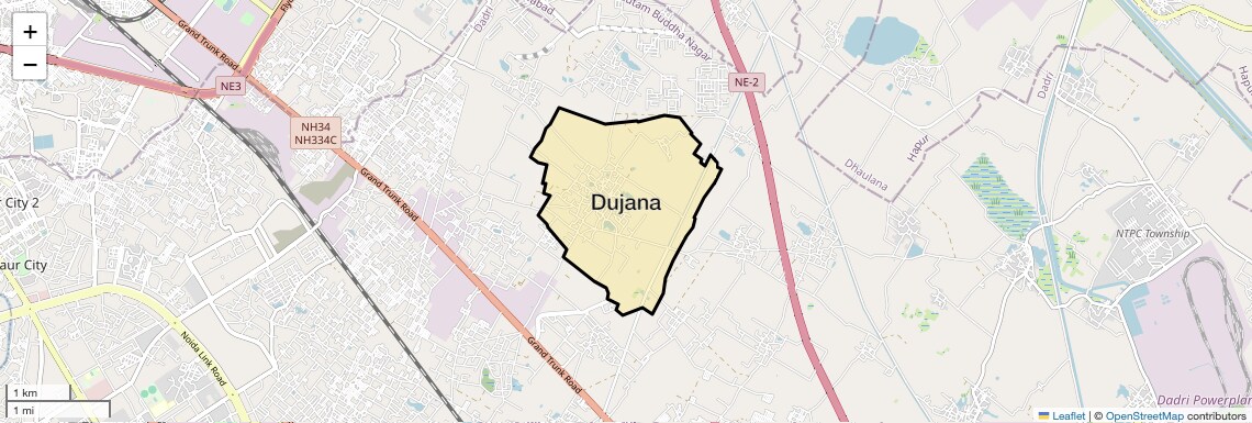 Location Map of Dujana, Ghaziabad