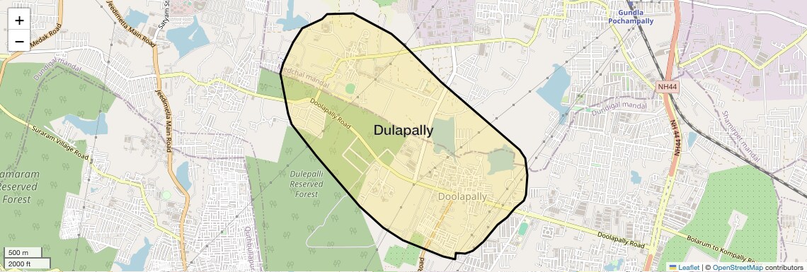 Location Map of Dulapally, Hyderabad