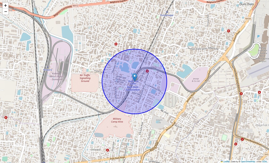 Location Map of Dum Dum Cantt, Kolkata