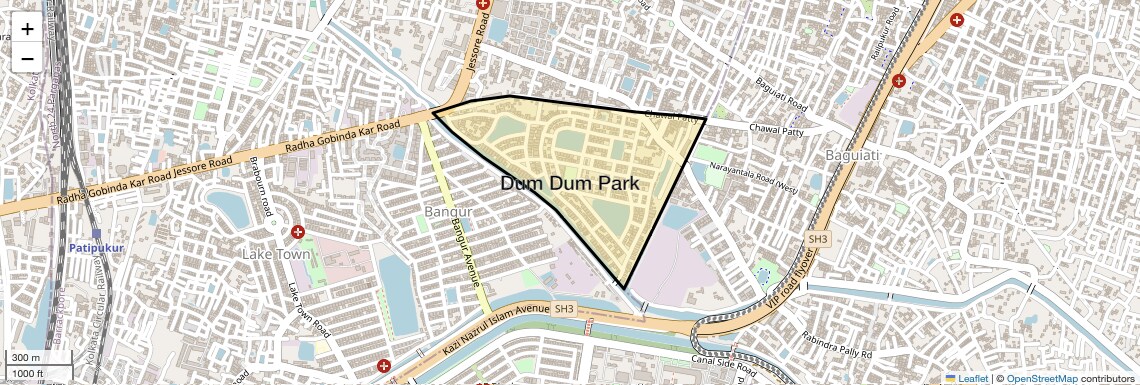 Location Map of Dum Dum Park, Kolkata