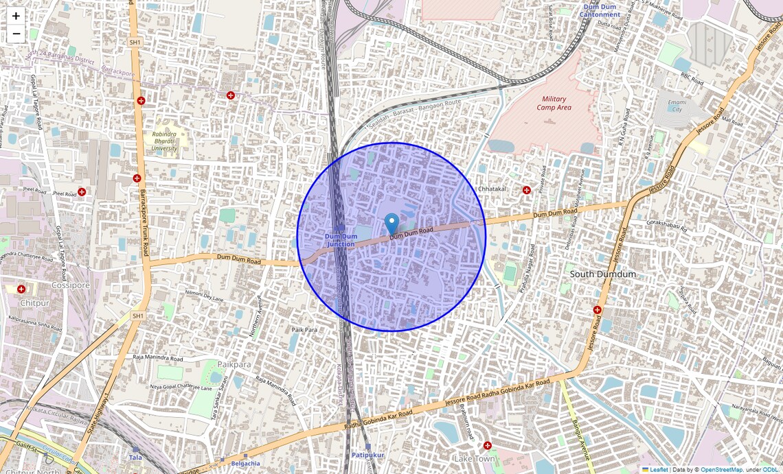Location Map of Dum Dum Road, Kolkata