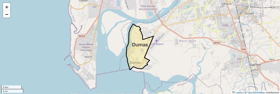 Location Map of Dumas, Surat