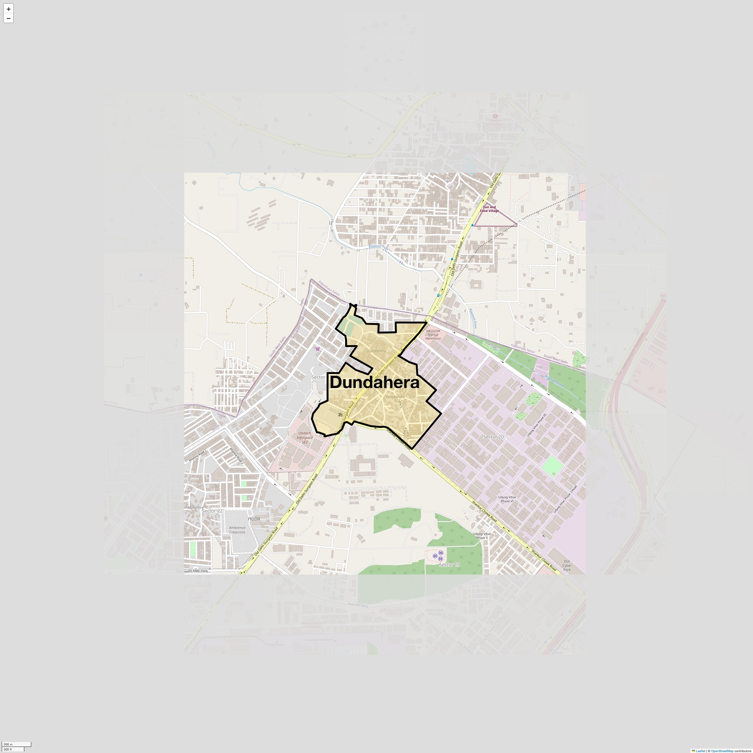 Location Map of Dundahera, Gurgaon
