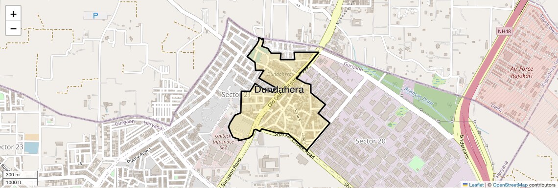 Location Map of Dundahera, Gurgaon