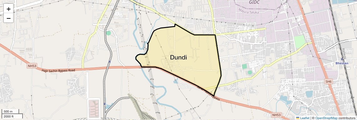 Location Map of Dundi, Surat