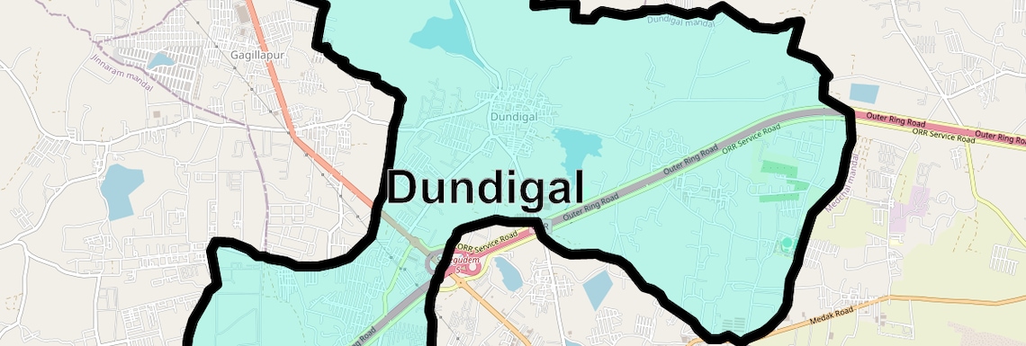 Location Map of Dundigal, Hyderabad