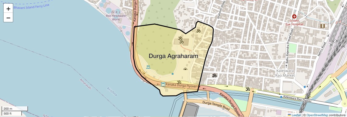 Location Map of Durga Agraharam, Vijayawada
