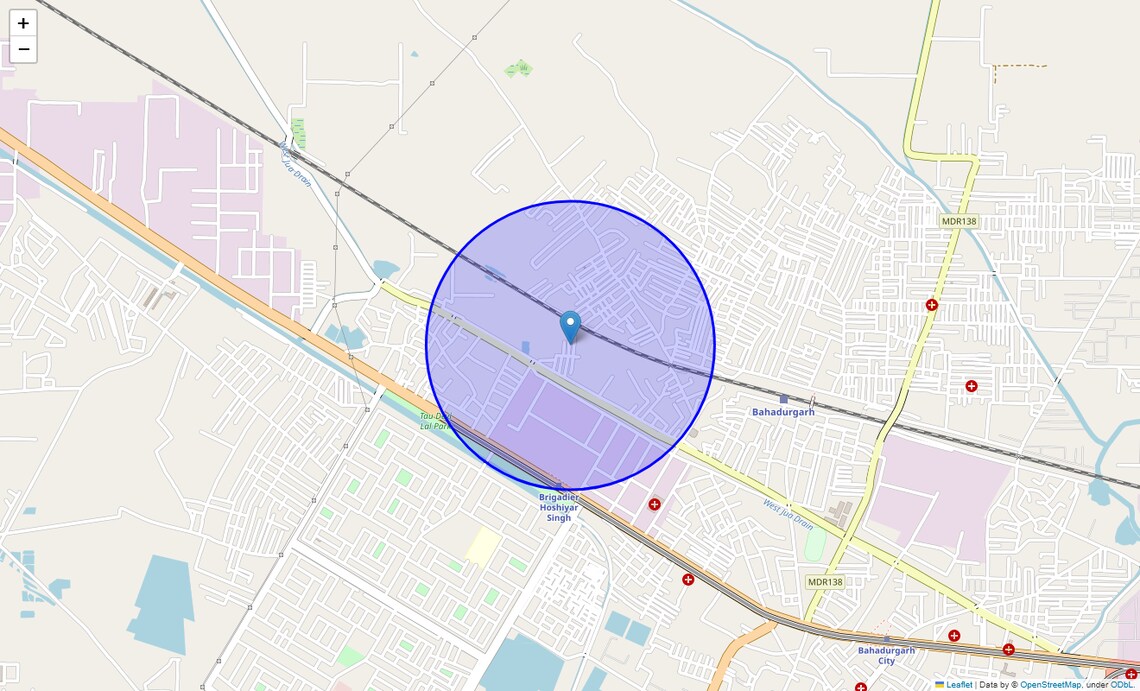 Location Map of Durga Colony, Bahadurgarh