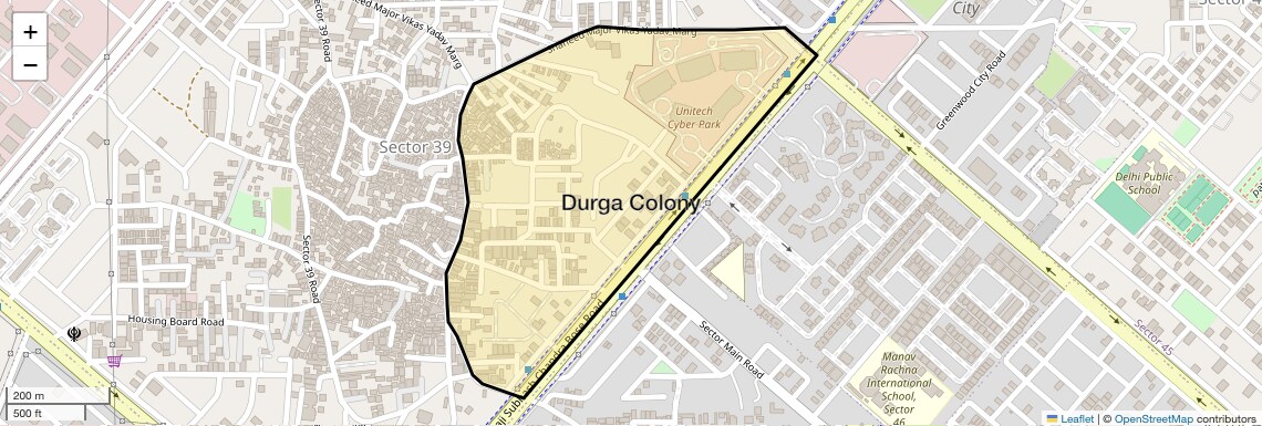 Location Map of Durga Colony, Gurgaon