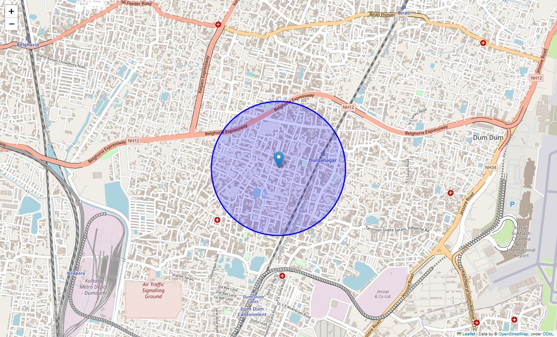 Location Map of Durga Nagar, Kolkata