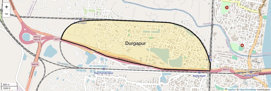Location Map of Durgapur, Kolkata