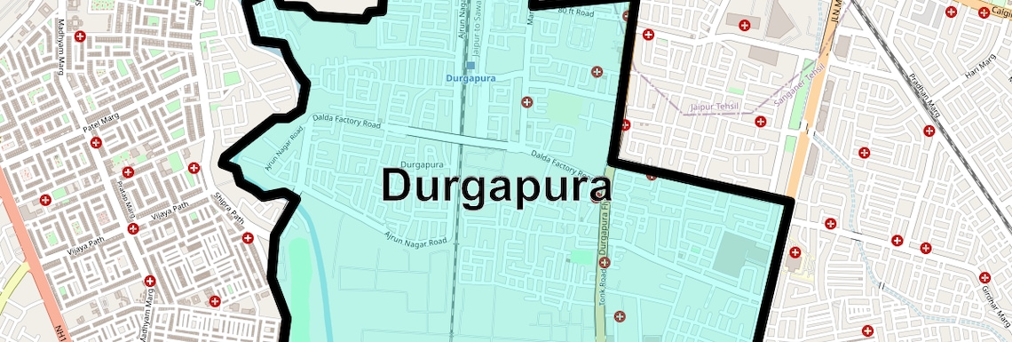 Location Map of Durgapura, Jaipur