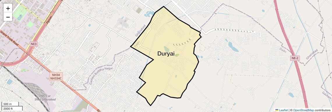 Location Map of Duryai, Ghaziabad
