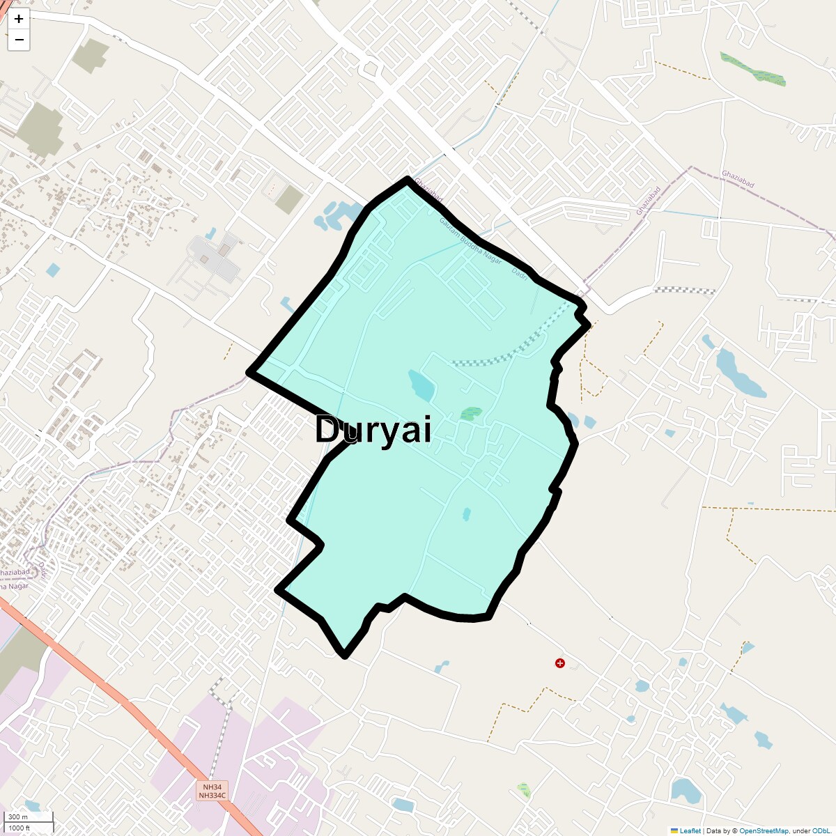 Location Map of Duryai, Ghaziabad