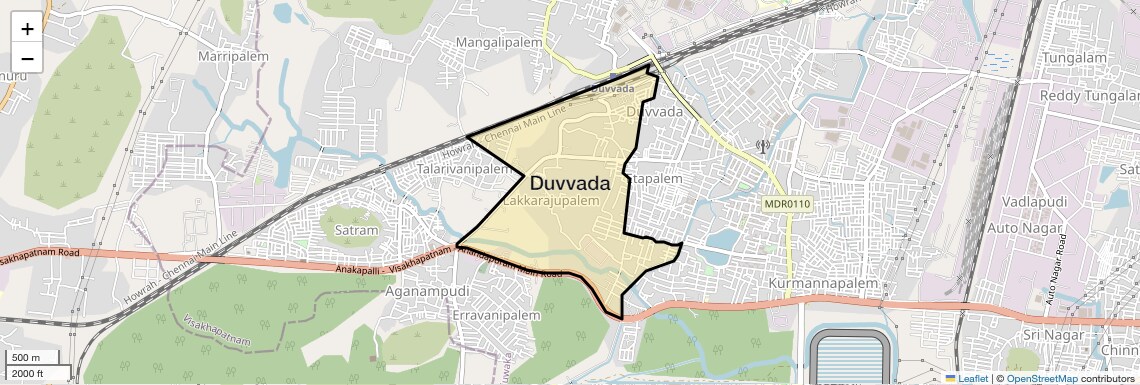 Location Map of Duvvada, Vizag