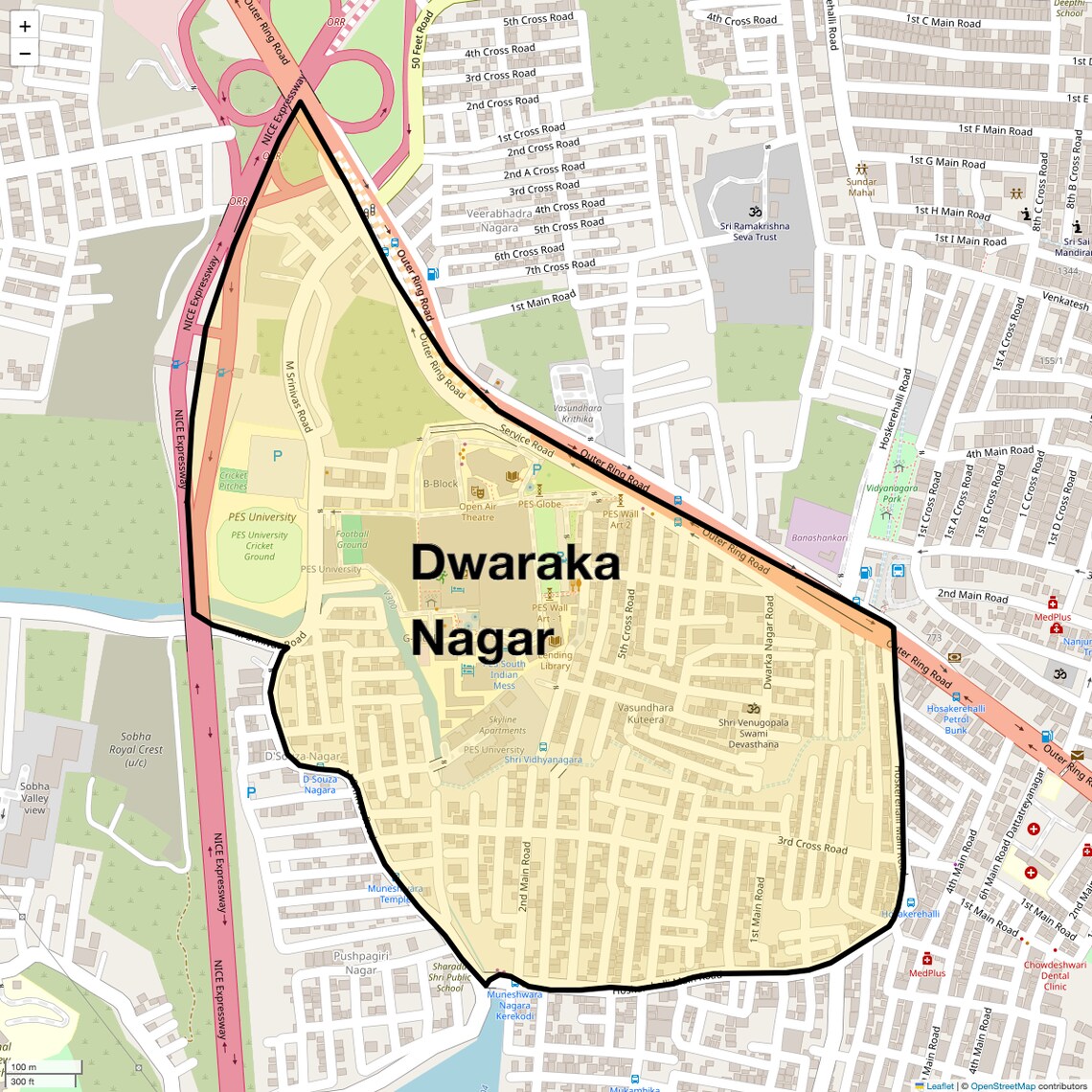 Location Map of Dwaraka Nagar, Bangalore