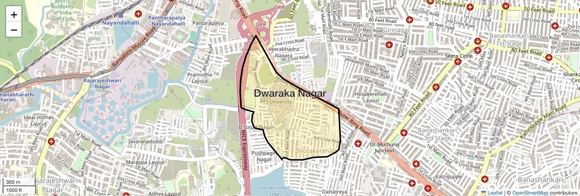 Location Map of Dwaraka Nagar, Bangalore