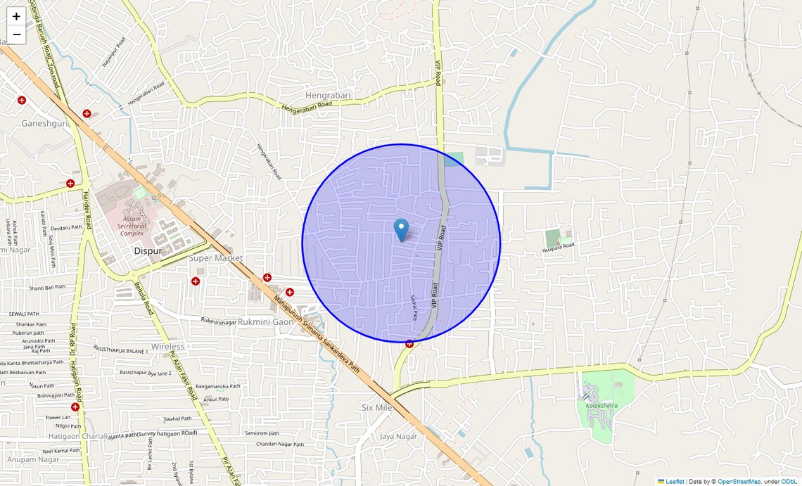 Location Map of Dwaraka Nagar, Guwahati