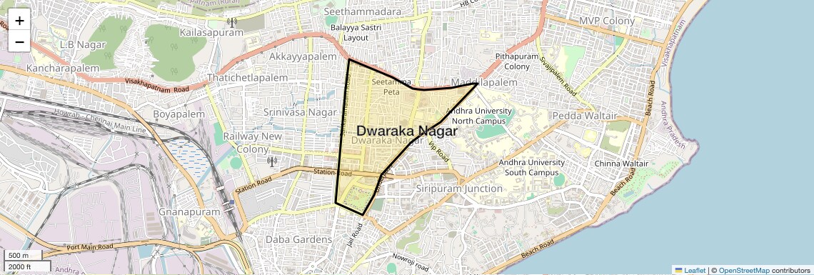 Location Map of Dwaraka Nagar, Vizag