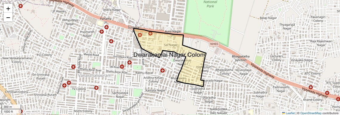 Location Map of Dwarakamai Nagar Colony, Hyderabad