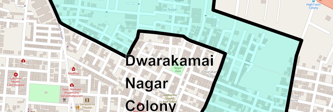 Location Map of Dwarakamai Nagar Colony, Hyderabad