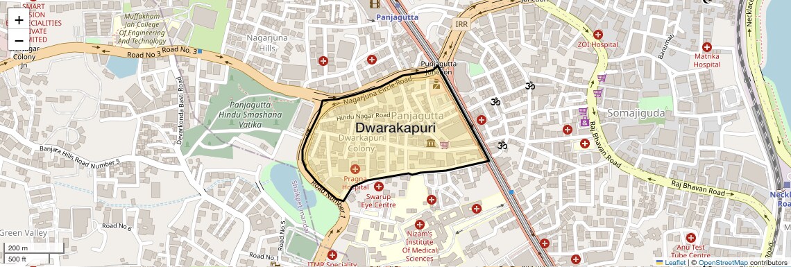 Location Map of Dwarakapuri, Hyderabad