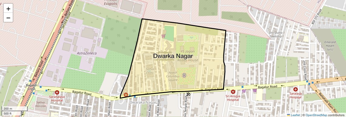 Location Map of Dwarka Nagar, Bangalore