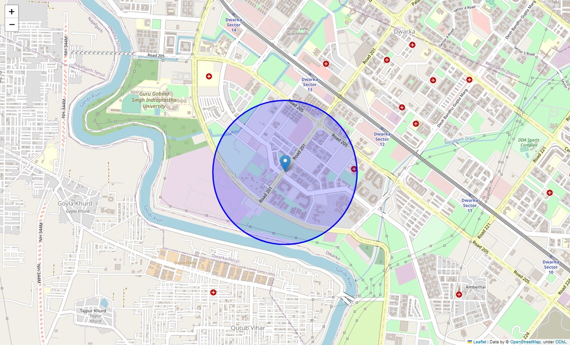 Location Map of Dwarka Sector 18b, Delhi