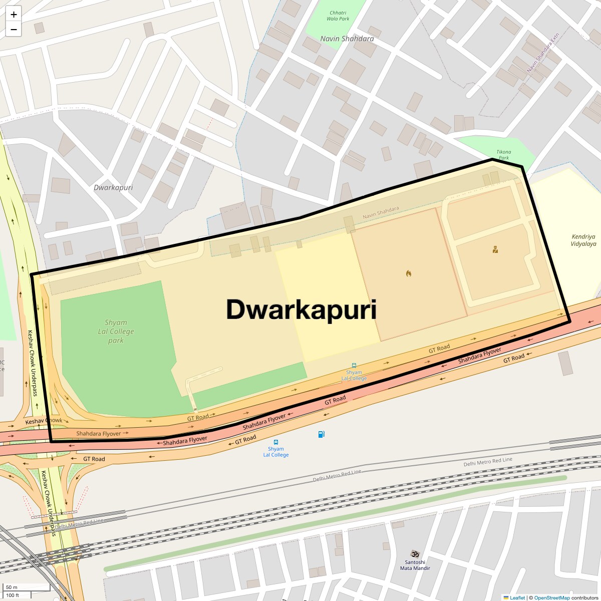Location Map of Dwarkapuri, Delhi