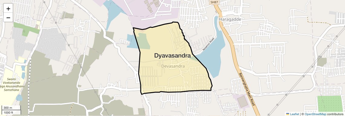 Location Map of Dyavasandra, Bangalore