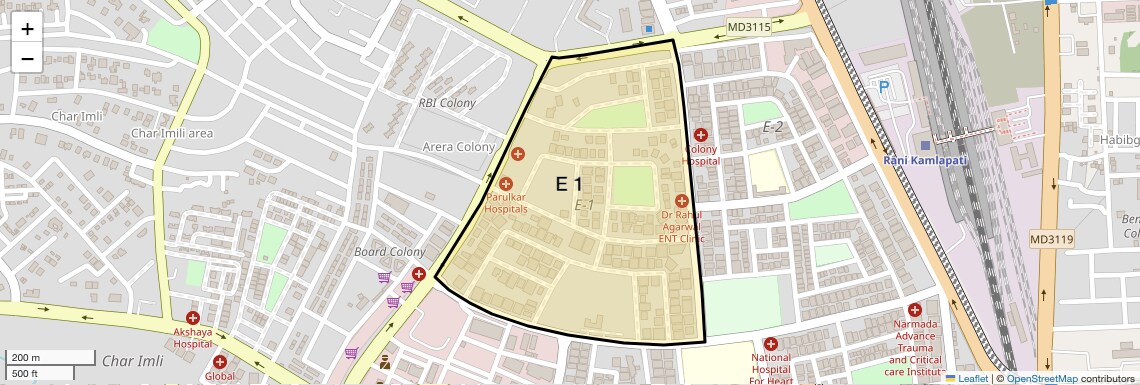 Location Map of E 1, Bhopal