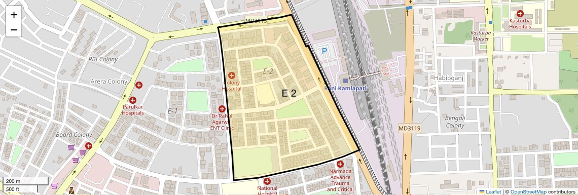 Location Map of E 2, Bhopal