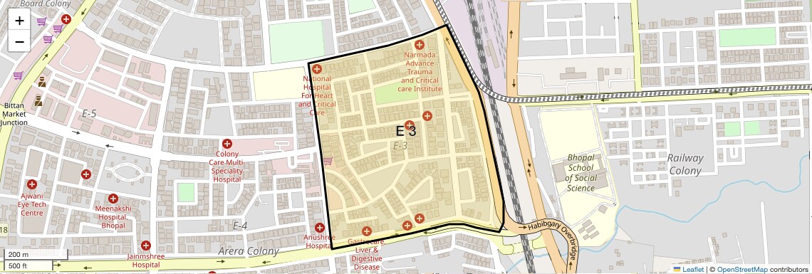 Location Map of E 3, Bhopal