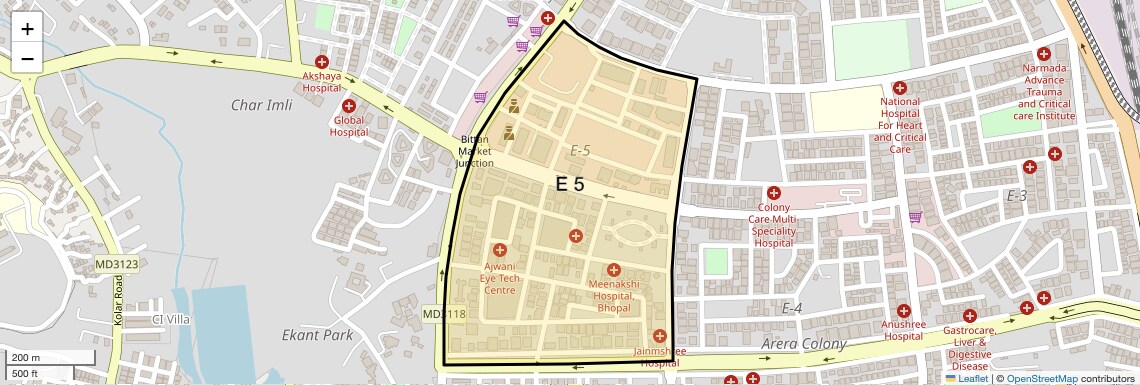 Location Map of E 5, Bhopal