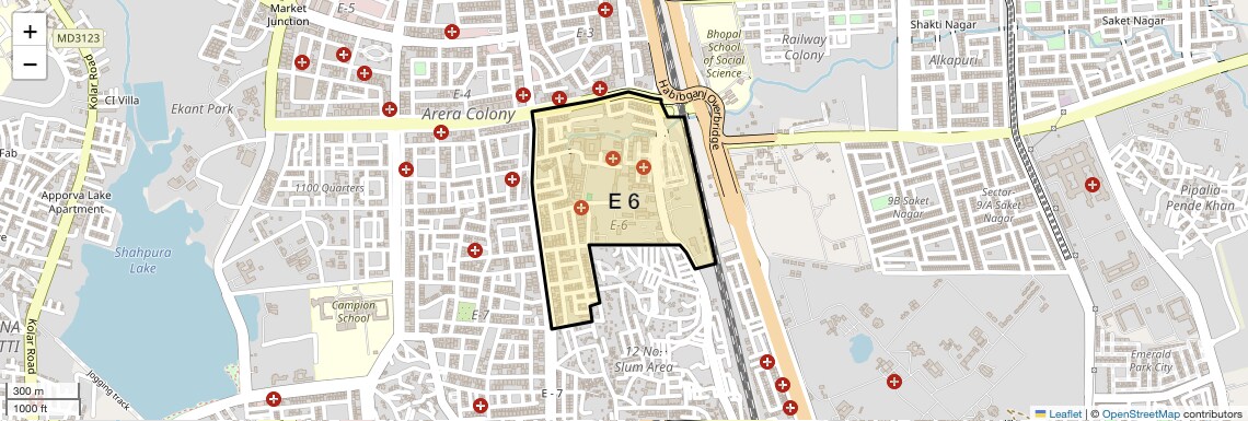 Location Map of E 6, Bhopal