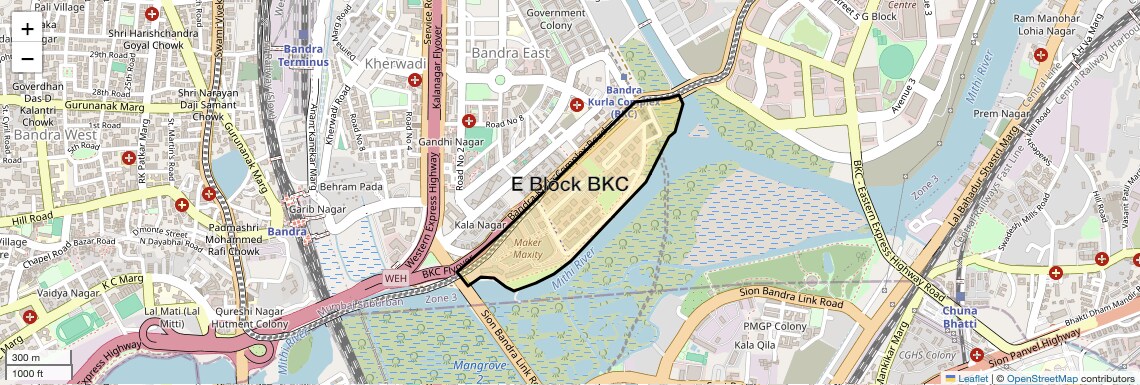 Location Map of E Block BKC, Mumbai