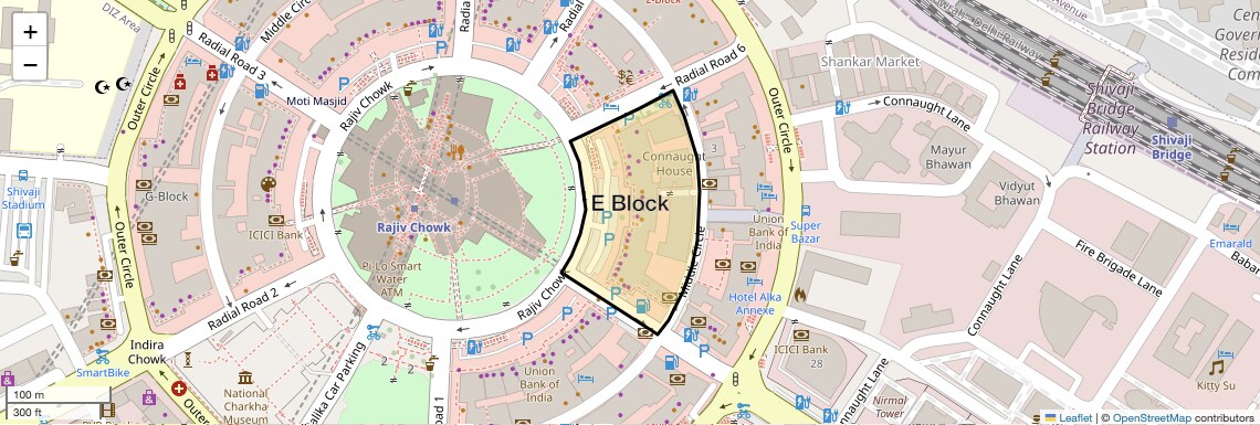 Location Map of E Block, Delhi