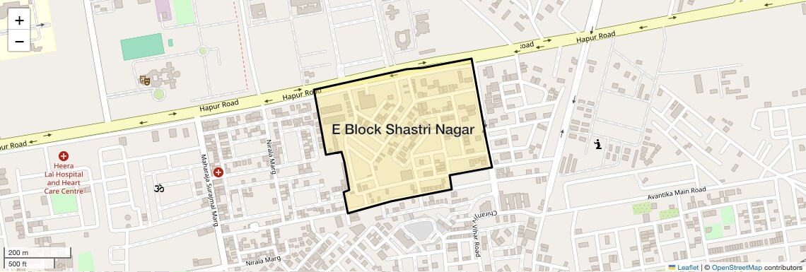 Location Map of E Block Shastri Nagar, Ghaziabad